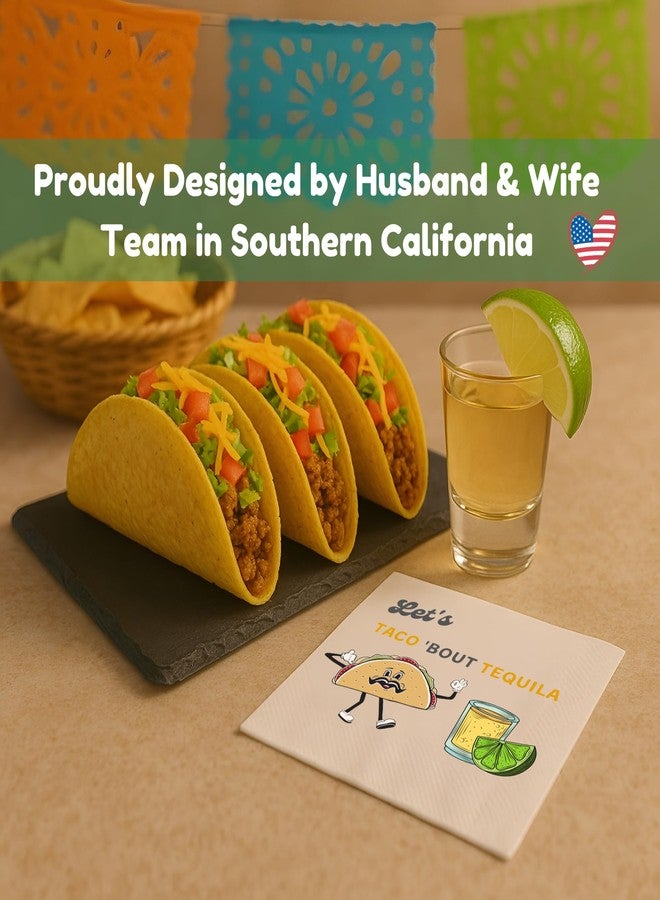 Cloverjoyed Taco and Tequila Cocktail Napkins, 50 Pack White, Funny Fiesta Napkin for Margaritas, Mexican Party Decorations, Cinco de Mayo, Bachelorette Supplies - Image 5